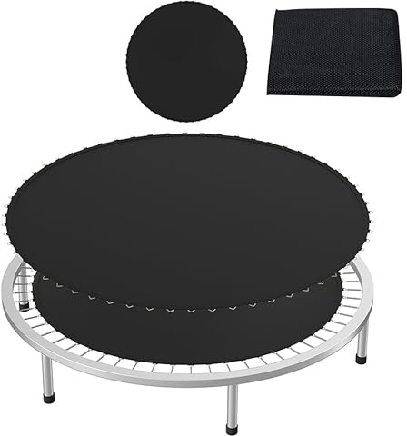 AufuN Trampolin Sprungtuch 8-Fach Vernäht UV-beständig | mit 2 Federspanner Vernäht UV-beständig Garten Ersatzmatte Ersatzteil, Trampolinzubehör, Schwarz