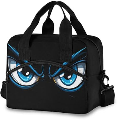 Reusable Lunch Box for Men/Women Blue Eyes Insulated Tote Bag Leakproof Lunchbox with Pocket for Work Office Picnic Beach Freezable Lunch Cooler Bag with Adjustable Shoulder Strap