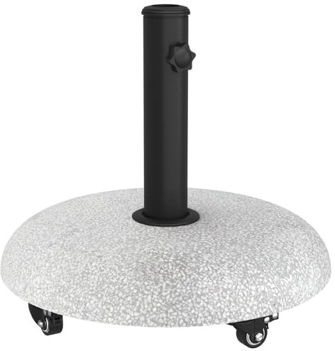 vidaXL Base de Parasol con Ruedas de hormigón Gris Claro para Postes de 37/42/52/58 mm. Parasol Exterior de diseño Redondo Moderno, con Ruedas y Soporte Resistente al Agua. Ideal como Accesorio de ja