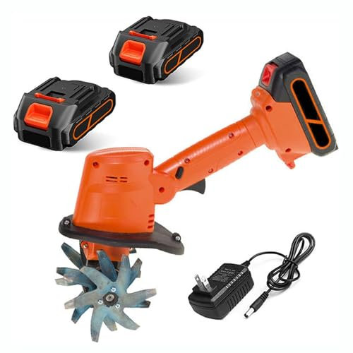 MObyat Motobineuse Électrique sans Fil, Motoculteur De Petit Jardin avec Batterie Lithium Rechargeable, Largeur De Travail De 10 Cm, Profondeur De Travail De 10 Cm, Temps De Charge De 1 À 2 Heures