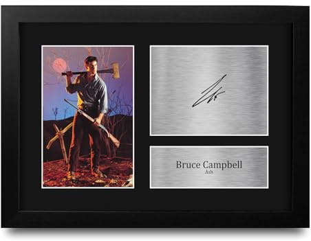 HWC Trading Bruce Campbell The Evil Dead Ash Geschenke Geducktes Signiertes Autogramm Foto für Fans von Film Memorabilien - A4 Gerahmt