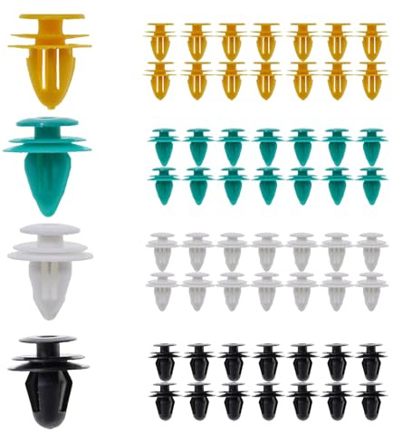 60 PCS Car Panel Clips, Four Sizes Ranging from 8mm to 10mm, Universal Plastic Rivets, Bumper Fastener Clips for Car Boots, Interior Doors or Trim Panels, Fits Most Vehicles