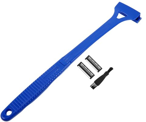 Dreiklingen Rückenrasierer aus Edelstahl für Männer und Frauen 45x8,1x3cm | ABS Griff, Rutschfest und Winkelverstellbar, für Grobes Schulterhaar, Nassrasur, Trockenrasur, Bad, Brustpflege