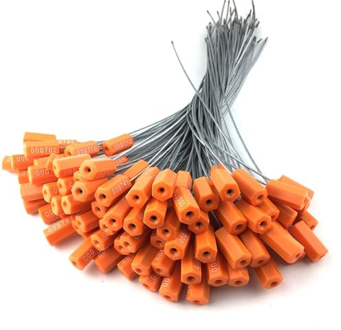 Sicherheitsplomben aus Stahldraht 100 Stück selbstsichernde Stahldrahtplomben, Kabelbinder aus Metalldrahtblockade, Sicherheitsplomben for Behälter mit einer Länge von 30 cm(Orange)