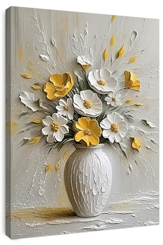 Wandbild mit Rahmen 30×40 cm – Elegantes Blumen & Natur Leinwandbild für Wohnzimmer Schlafzimmer Küche Büro – Botanical Print inkl. Haken, Nägel & Magischer Klettbefestigung – Moderne Wanddeko