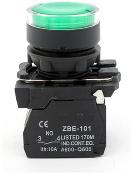 LLBOGRGGN XB5-AW33M5 Industrieller, runder, bündiger Druckknopf Metall mit LED-Lampe