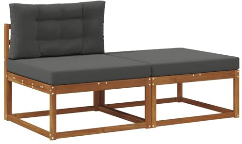 vidaXL Sectional Sofa Einheiten 2 Stück Natur Massivholz Akazie, Balkon, Moderne Gartenmöbel, Modulares Outdoor-Design, Langlebiges Sofa, Flexible Wohnkonfiguration