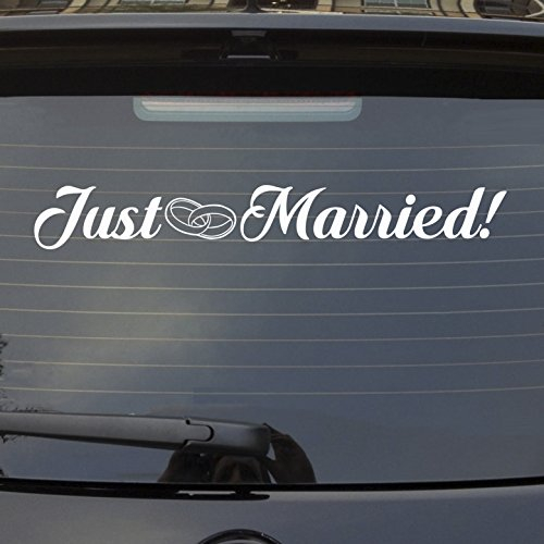 Hellweg Druckerei Auto Aufkleber Just Married Ringe Liebe Hochzeit