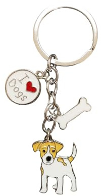 bbeart® Dog Keyring Keychain, Schlüsselanhänger aus kleinem Hundemetall mit Schlüsselbund Keyring Key Tags Car Keyring Pocket Charm Jack Russell -A, Small