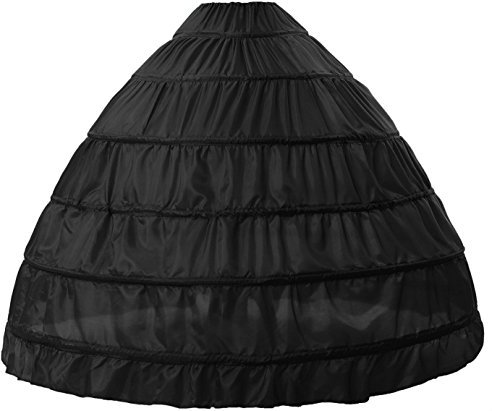 kivie 6 Ringe Hoop Brautkleid Petticoat Reifrock Unterrock Slip Weiß/Schwarz (schwarz)
