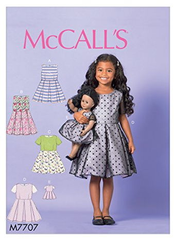 McCall 's Patterns Kind-Mädchen 18 Puppe Kleid Schnittmuster, Tissue, mehrfarbig, 17 x 0,5 x 0,07 cm