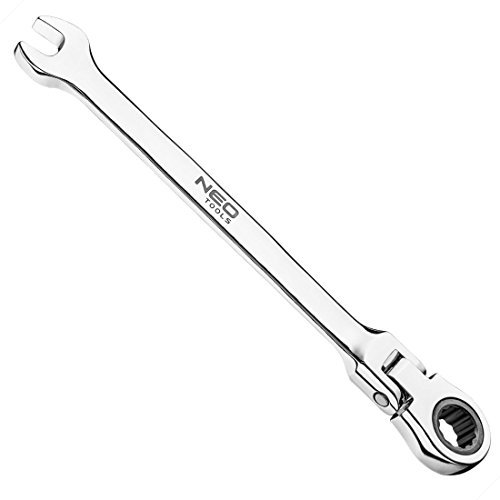 NEO TOOLS Chiave a cricchetto snodata misura 8-32 mm in acciaio CrV | Chiave a forcella e chiave poligonale a cricchetto (dimensioni 32 mm)