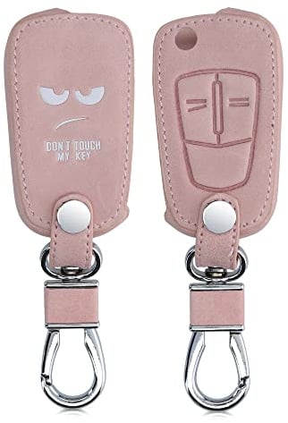 kwmobile Autoschlüssel Hülle kompatibel mit Opel Vauxhall 2-Tasten Klappschlüssel Autoschlüssel - Kunstleder Schutzhülle Schlüsselhülle Don't Touch My Key Weiß Rosegold