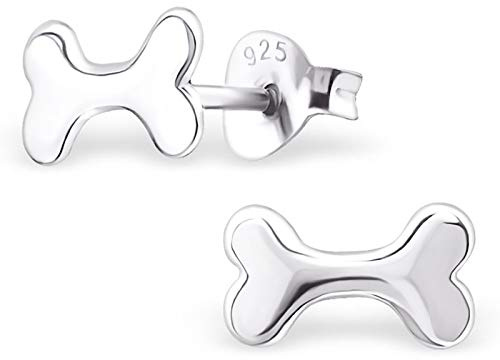Monkimau Mädchen Ohrringe Hundeknochen Ohrstecker aus 925 Sterling Silver Silber