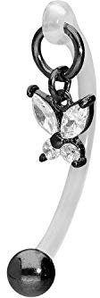 PIERCINGLINE PMFK Bananabell + Chirurgenstahl Design KRISTALL SCHMETTERLING Piercing Intimbereich Bauch Schwarz