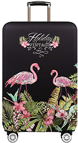 Kofferhülle Elastisch Kofferhülle Bambus Kohlefaser 18-32 Zoll Kofferschutzhülle Gepäck Cover Reisekoffer Hülle Kofferschutz Luggage Cover Gepäckabdeckung (Flamingo, XL)
