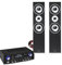 Fenton SHFT60B Bluetooth Tower Speaker System with AV100BT Amplifier - Floor Standing Hi-Fi Stereo Speakers, USB, SD MP3 Playback & Karaoke Functionality, Home Cinema Audio Solution (Black)
