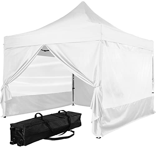 INSTENT Alu-Pavillon 3 x 3 m Pro wasserdicht UV Schutz 50+, weiß mit 4 Seitenteilen