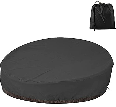 Keyohome Housse de Protection Canapé Lit Rond Imperméable, Couverture de Canape-Lit en Oxford 210D Solide et Durable, Housse de Protection Salon de Jardin Anti-UV/Pluie/Vent (228x83cm) (Noir)