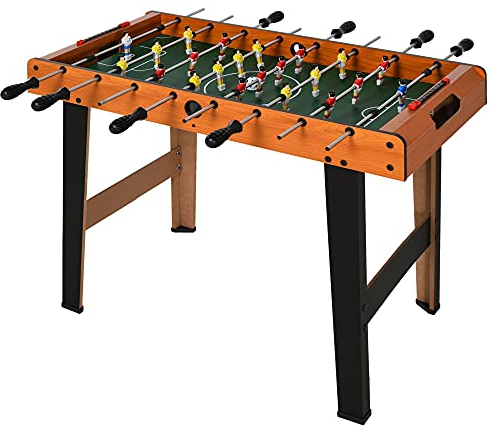 HOMCOM Futbolín para Niños de Madera Juego de Mesa de Fútbol con 22 Jugadores 2 Marcadores 22 Jugadores Patas de Mesa Largas y Cortas 84,5x40x61,2 cm Madera y Negro