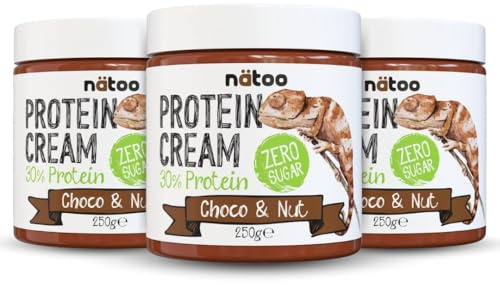 NÄTOO Crema Proteica senza Zucchero 3x250g: Choco & Nut - creme proteiche spalmabili ideali per la dieta chetogenica keto diet - Pack composto da 3 barattoli