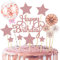 14pcs Oro Rosa Topper per Torte Compleanno con Ventilatori di Carta Coriandoli Palloncino Cupcake Topper per Tema Festa Decorazione Ragazza Ragazzo Donne Uomo