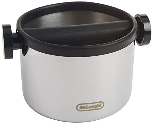 De'Longhi Knock-Box DLSC062 - Zubehör für Siebträger Espressomaschinen, Abschlagbox für gebrauchtes Kaffeepulver, Edelstahl
