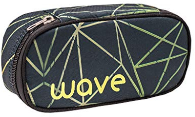 Wave Infinity Schlamperbox, Federmäppchen, Schlampermäppchen, Faulenzer Box, Federmappe, Stifte Etui/Grün, Schwarz/Jungen, Unisex (335-79 Stripes Green)