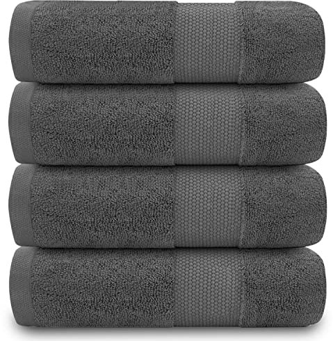 GC GAVENO CAVAILIA Charcoal Hand Towels 4Pack 50 x 85 Cm, Quick Drying & Super Absorbent Towel Set 700 GSM Hand Towel, 100% Egyptian Cotton Hand Towels For Bathroom, Spa Hotel Gym Towels