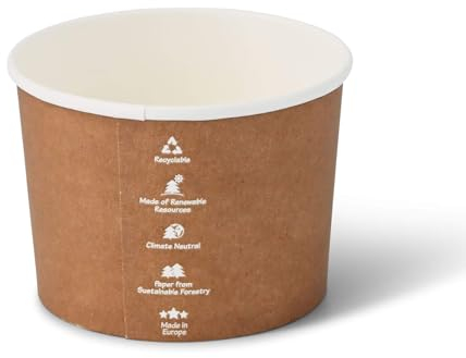 BIOZOYG Karton-Universal-Becher 525 ml 250 Stk. I Pappbecher to-go Ø 114 mm I Umweltfreundlich, stabil & recyclebar I Aus nachhaltiger Forstwirtschaft