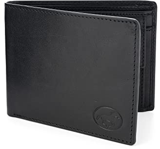 Mauro Pelletteria Herren-Geldbörse aus echtem Leder, handgefertigt, mit Geldbörse, Kreditkartenetui mit RFID-Schutz, Farbe Schwarz