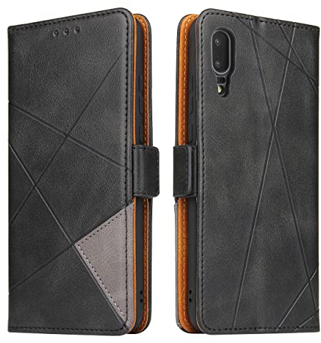 BININIBI Handyhülle Kompatibel Mit Huawei P20 Hülle, Huawei P20 Hülle, Premium PU Leder Schutzhülle Abdeckung, Magnetverschluss, Kartenfach, Tasche Flip Case Brieftasche Klapphülle, Schwarz