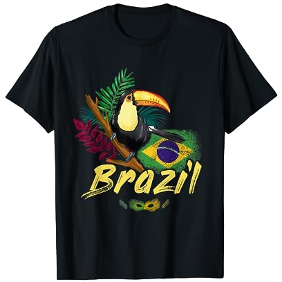 Brasilien Vintage Tukan mit Flagge und Samba Maske T-Shirt