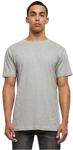 Build Your Brand Herren Basic Round Neck T-Shirt – Baumwollshirt im Regular Fit mit Rundhalsausschnitt & kurzen Ärmeln, vielseitiges Basic für Alltag, Freizeit & Veredelung,Heather Grey,S