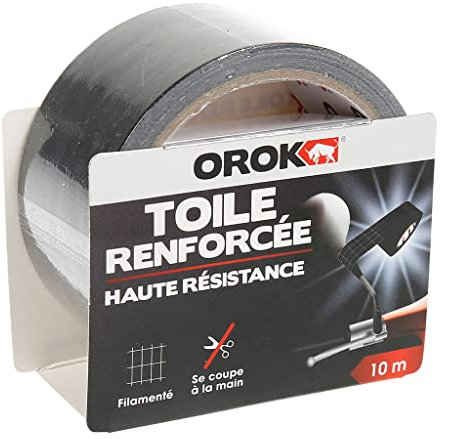 OROK - Rubans adhésifs (Bricolage), Duct Tape, Ruban adhésif en tissu - Ruban adhésif toilé pour réparation 10m x 48mm, Toile adhésive renforcée 10 x 48mm - Haute résistance - Intérieur & extérieur
