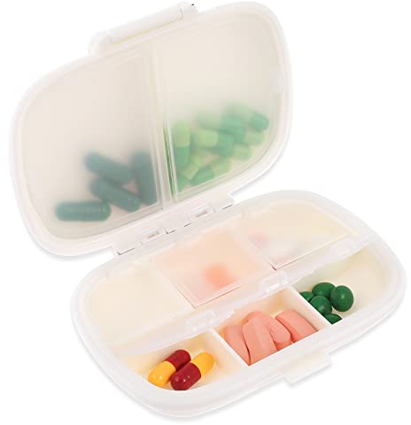 Sibba 1 PC Pill Organizer Box Case Cute Weekly Monthly Medicine Container Holder 3 Times A Day Daily Portable Small Medic Dispenser Reminders for Purse Pocket Travel Pack (Weiß)