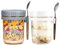 Overnight Oats Jars, Overnight Oats Container with Lid and Spoon, 10 oz Glass Mason Overnight Oats Jars with Measurement Marks, Large Capacity Airtight Jars for Milk, Cereal, Fruit (White And Grey)