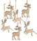 Logbuch-Verlag 6 Hirsch Weihnachtsanhänger Baumschmuck Holz Anhänger Weihnachten Deko Natur Gold zum Aufhängen 7 cm