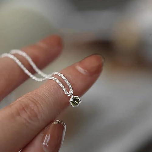 OBCPD 925 Silber Funkelnde Schlüsselbeinkette Choker Halskette Grüner Diamant Schleierkraut Anhänger Halskette für Frauen