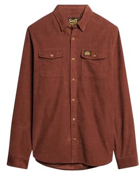 Superdry Herren Trailsman Cordhemd in lässiger Passform Töpfer Erdbraun S