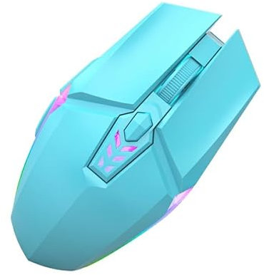 1600dpi RGB Lighting Gaming Wired Mouse with Silent Buttons - Black/Blue/Pink (Blue)