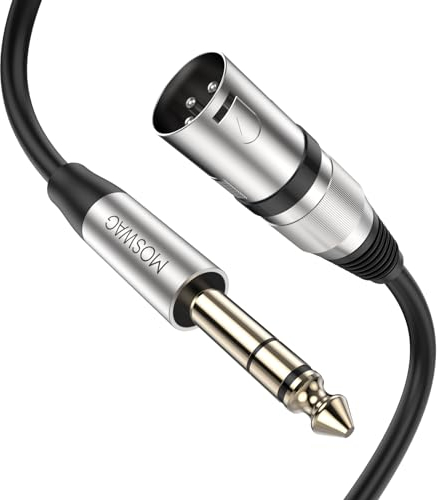 MOSWAG Cable XLR Macho a Jack, 6.35mm TRS Macho a XLR Macho Balanced Interconnect Cable para Micrófono, Altavoz, Amplificador, Audio Mixers, Audio Sound Consoles (1M)