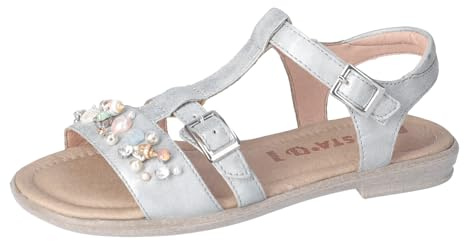 RICOSTA Mädchen Riemchensandalen AURELIA, Kinder Sandalen, Weite: Mittel, bequem, flach, sommerschuhe, freizeitschuhe, offene schuhe, calcit (130), 35 EU