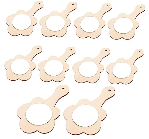 STOBOK 10st Kleiner Holzspiegel Spiegelhandwerk Kosmetikspiegel Reisehandspiegel Mini-DIY-Spiegel Aus Holz Vintage Handspiegel Mini-reiseartikel Hölzern Weißer Embryo Kind Antiker Spiegel