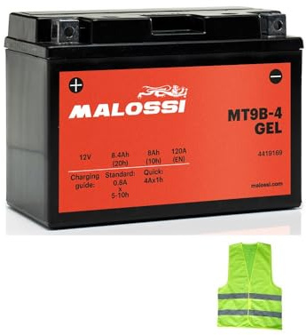 COMPATIBILE CON YAMAHA YP Majesty 400 per anno 2009 al 2011 BATTERIA MALOSSI MT9B-4 IN GEL YT9B-BS GIÀ PRONTA E CARICA PER L'USO BATTERIE ATTIVE 8 AH AMPERE 12 VOLT 150X68X105MM