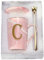 WENSSY Personalisierte Tasse mit Buchstabe C, personalisierter Marmor-Kaffeetasse, Buchstaben-Kaffeetasse für Frauen, Brautparty, Initialen für Männer und Frauen, 400 ml, Rosa mit Geschenkbox