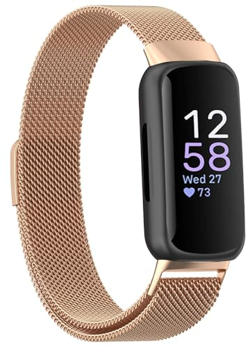 Moydolo Kompatibel mit Fitbit Inspire 3 Armband, Edelstahl-Metall-Ersatz-Armband mit Magnetverschluss Ersatzarmband Kompatibel mit Fitbit Inspire 3, Frauen Männer