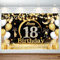18. Geburtstag Party Dekoration Geburtstag Hintergrund Banner Deko 18 Geburtstag Jungen Mädchen Extra Große Schwarz Gold Geburtstag Banner Dekoration für Damen Geburtstag Party Supplies Foto Prop