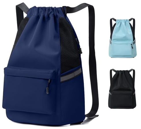 Oziral Turnbeutel mit Kordelzug, Große Kapazität Sportbeutel, Wasserdicht Sportrucksack, Rucksäcke mit Reflektierender Streifen, Gym Bag für Damen und Herren