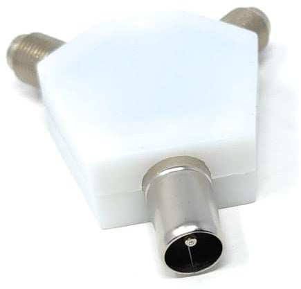 DRUT 1pcs. TV Aerial Male to 2 x F-Type Screw Female Connector Splitter Coax Cable Adapter